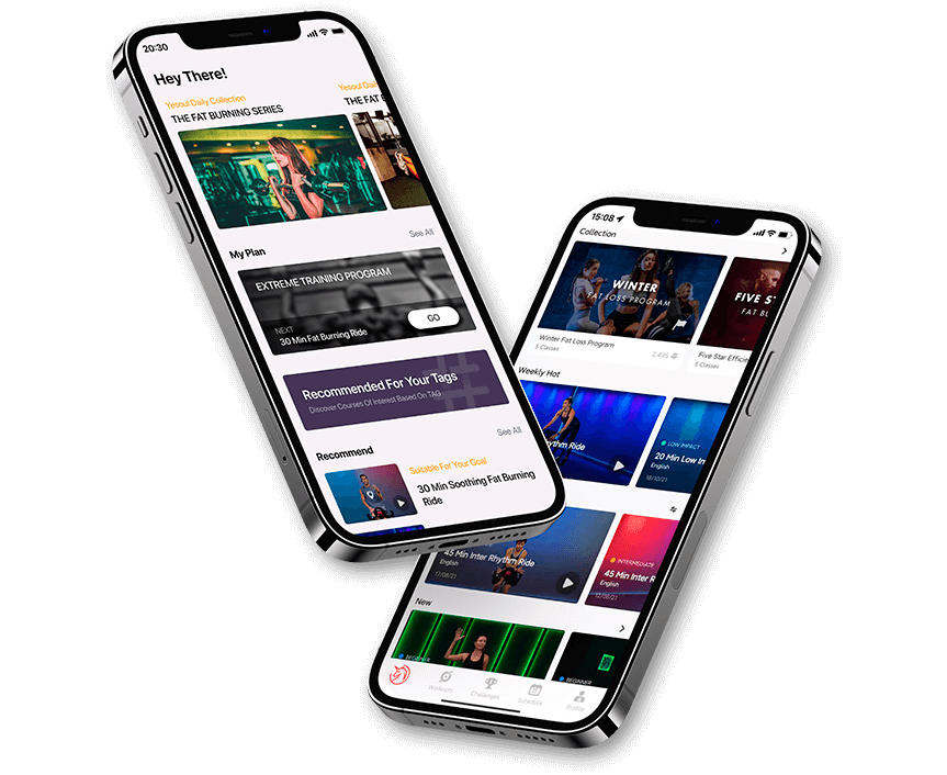 Приложение YESOUL Fitness на двух смартфонах